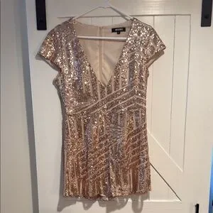 Missguided | Pants & Jumpsuits | Gold Sequin Short Sleeve Dress | Poshmark
